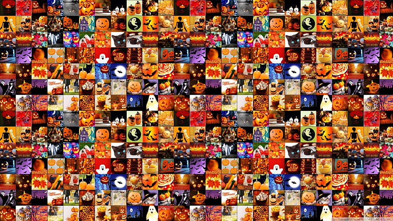 HD wallpaper Halloween Icons multicolored clip art collage Holidays  full frame  Wallpaper Flare