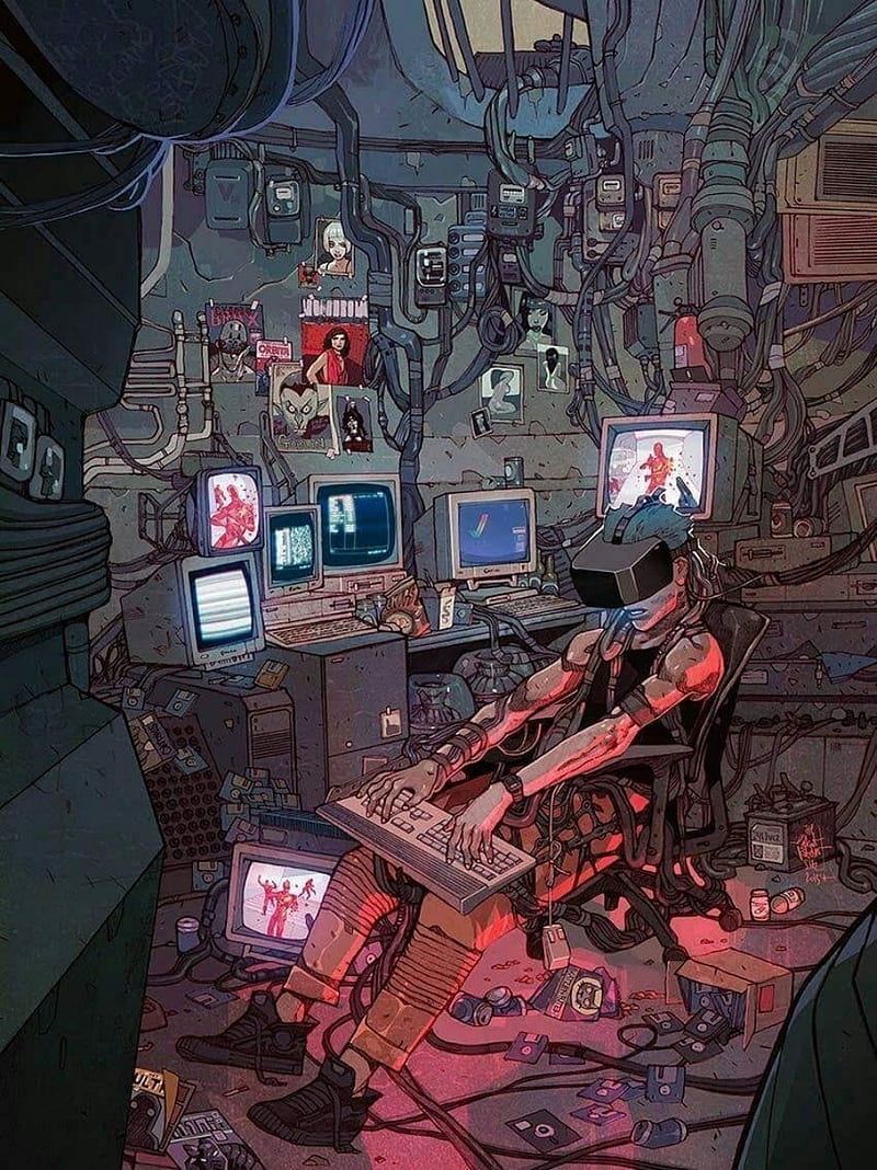 Cyber Gamer VR Art, future, gaming, girl, home, mess, play, women, HD phone wallpaper
