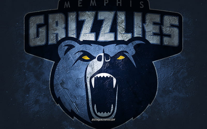 Memphis Grizzlies, American basketball team, blue stone background, Memphis Grizzlies logo, grunge art, NBA, basketball, USA, Memphis Grizzlies emblem, HD wallpaper