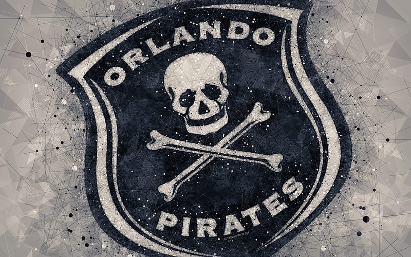 Orlando Pirates FC logo, geometric art, South African football club, gray background, Premier Soccer League, PSL, Johannesburg, South Africa, football, HD wallpaper