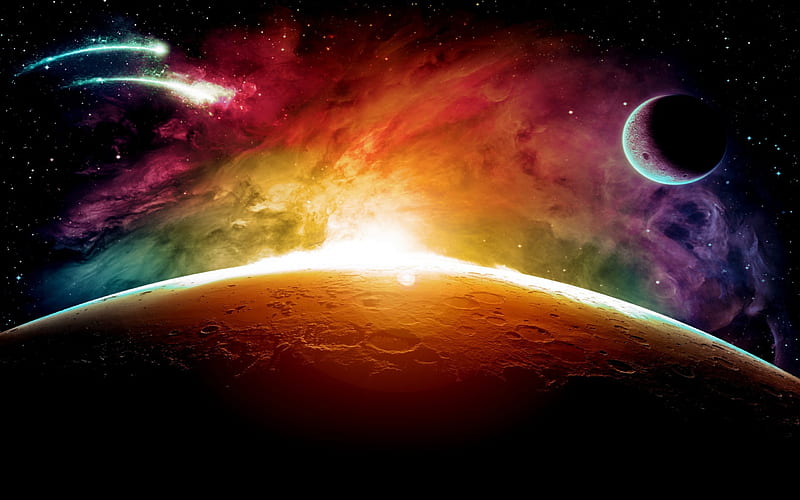 Amazing Colorful Space, Stars, Nebula, Space, Universe, Colors, Galaxies, Planets, HD wallpaper