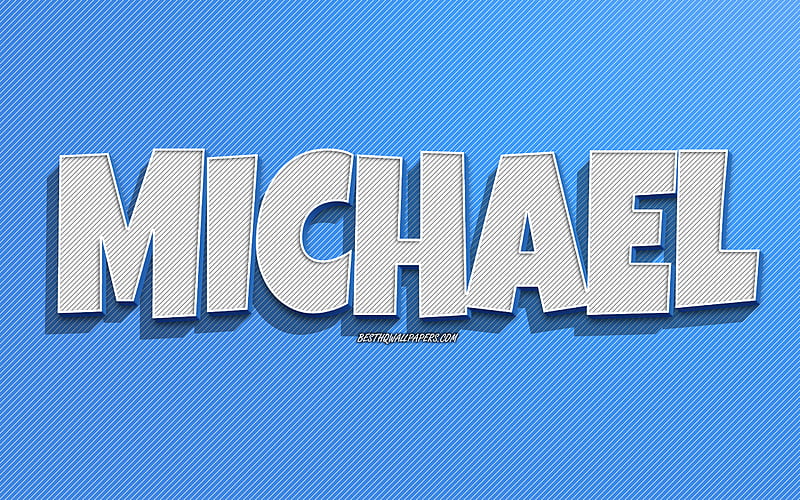 Michael, blue lines background, with names, Michael name, male names, Michael greeting card, line art, with Michael name, HD wallpaper