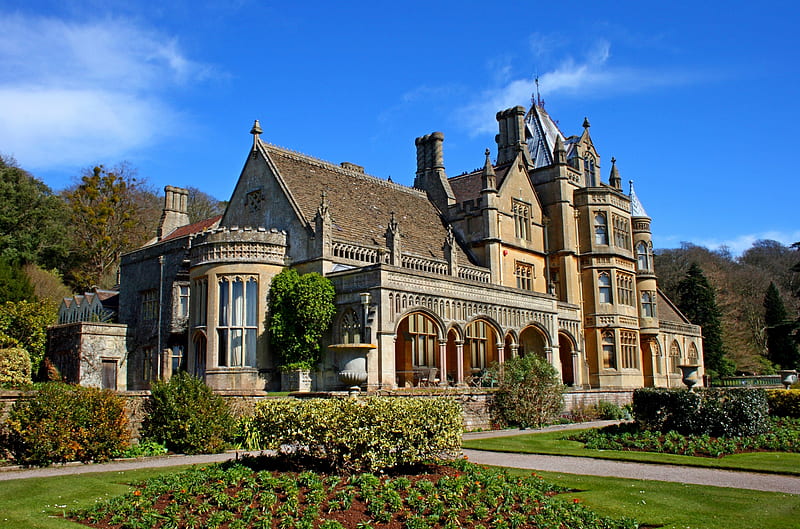 Victorian Luxury, north, house, victorian, england, wraxall, home, tyntesfield, sky, somerset, gothic, garden, castle, HD wallpaper