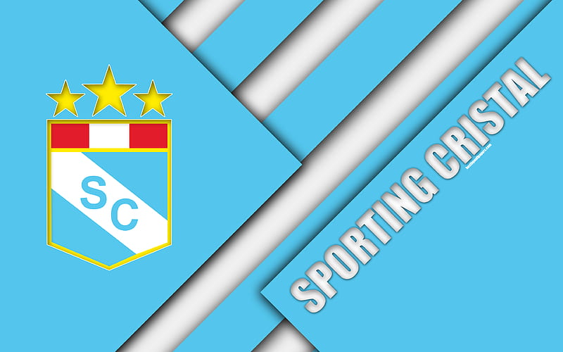 Sporting Cristal FC logo, white blue abstraction, Peruvian football club, material design, Peruvian Primera Division, Lima, Peru, football, HD wallpaper