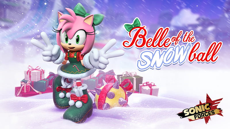 Video Game, Sonic Forces: Speed Battle, Amy Rose, Christmas, Girl, Snow, HD wallpaper