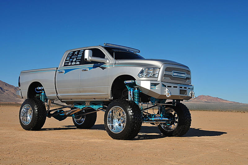 2014-Dodge-Ram-2500, Silver, Custom, Lifted, Truck, HD wallpaper