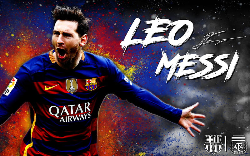 Lionel Messi, fan art, goal, FC Barcelona, football stars, La Liga, Spain, Barca, Messi, Barcelona, soccer, Leo Messi, HD wallpaper