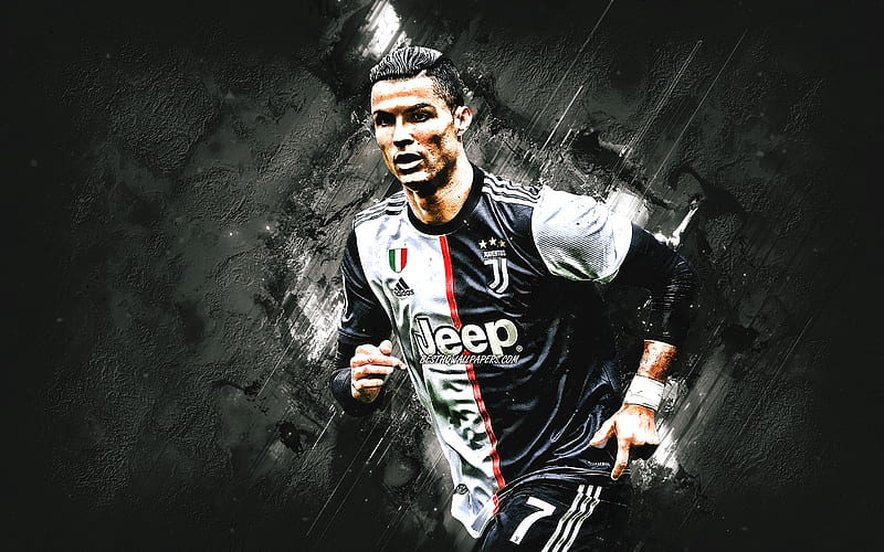Cristiano Ronaldo, portuguese footballer, CR7, Juventus FC, portrait, gray stone background, football, Ronaldo Juventus, HD wallpaper