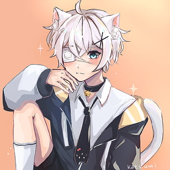 anime boys with white hair and cat ears