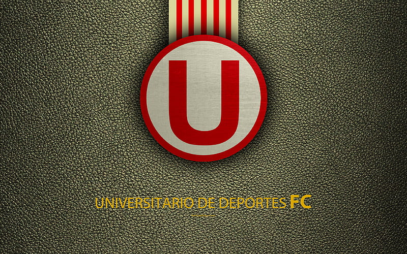 Club Universitario de Deportes logo, leather texture, Peruvian football club, emblem, red-brown lines, Peruvian Primera Division, Lima, Peru, football, HD wallpaper