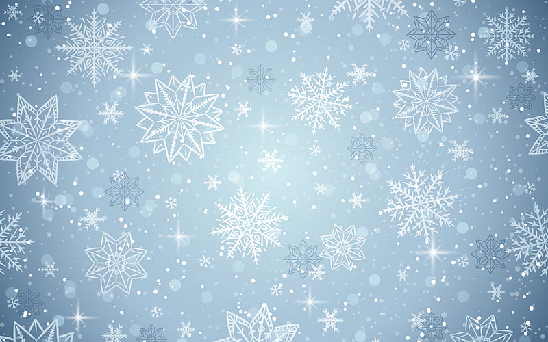 winter texture, blue background with snowflakes, winter background, texture with snowflakes, white snowflakes, retro winter background, HD wallpaper