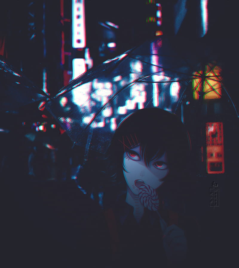 Juuzou Suzuya, glitch, japan, kaneki, kaneki ken, night, rain, tokyo, tokyo ghoul, tokyo ghoul re, HD phone wallpaper