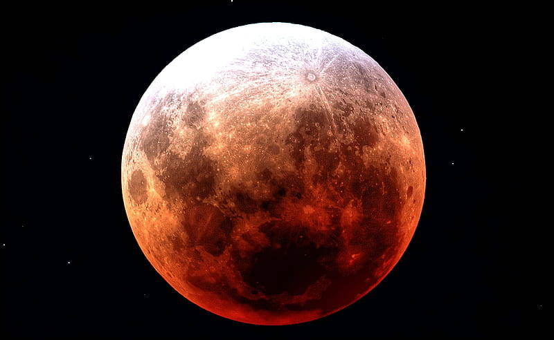 Total Lunar Eclipse, stars, moon, cool, eclipse, red planet, bonito, rare, HD wallpaper