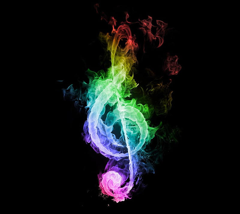 Music Note, music, note, rainbow, love , musical, smoke, HD wallpaper