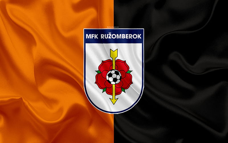 MFK Ruzomberok silk texture, Slovak football club, logo, orange black flag, Fortuna liga, Ružomberok, Slovakia, football, HD wallpaper