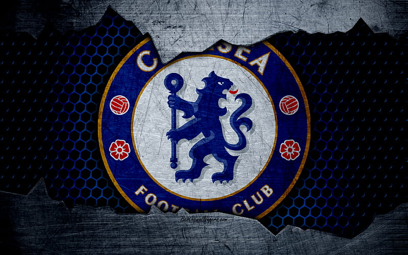 Chelsea FC football, Premier League, England, Chelsea emblem, logo, football club, London, UK, metal texture, grunge, HD wallpaper