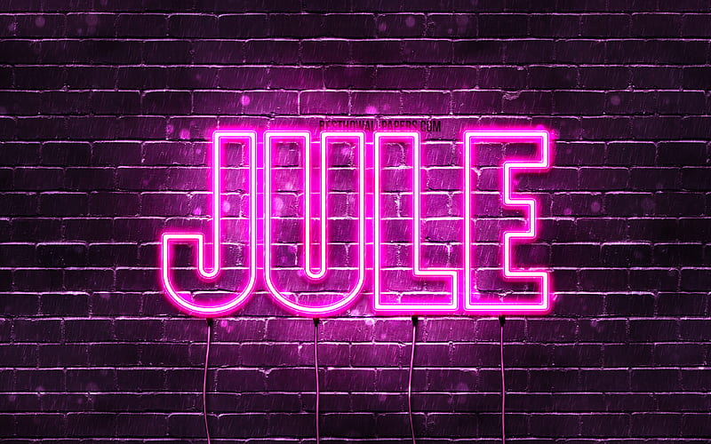 Jule with names, female names, Jule name, purple neon lights, Happy Birtay Jule, popular german female names, with Jule name, HD wallpaper