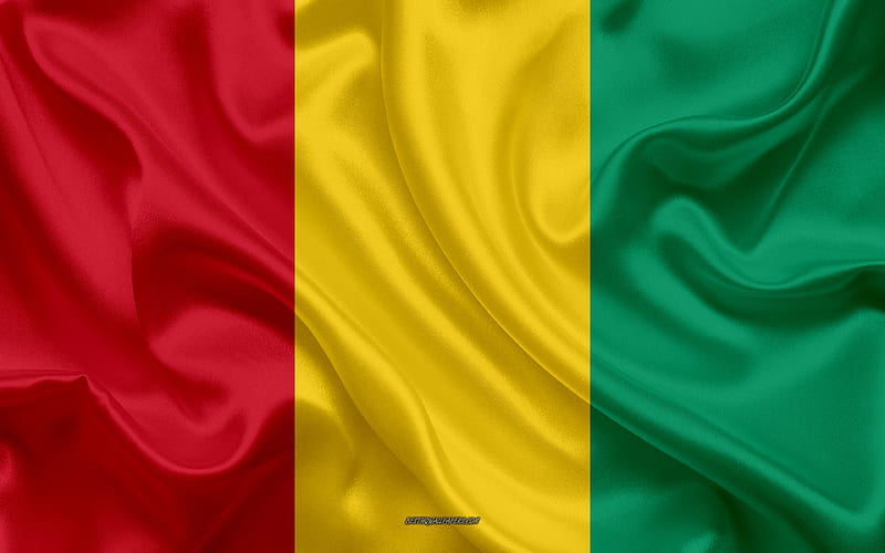 Flag of Guinea silk texture, Guinea flag, national symbol, silk flag, Guinea, HD wallpaper