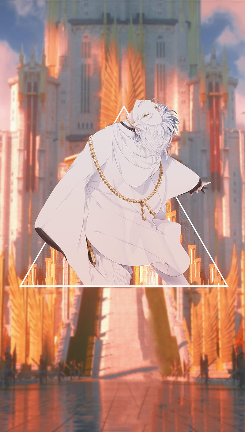 anime, -in-, fantasy city, white hair, HD phone wallpaper