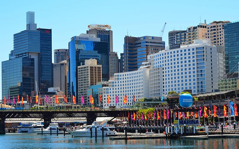 Sydney, City, Building, Boat, Australia, , Darling Harbour, Marina, HD wallpaper