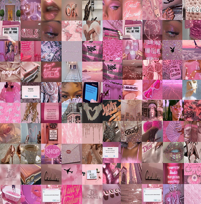 Boujee Aesthetic Wall Collage Kit Pink Pink Wallpaper - vrogue.co