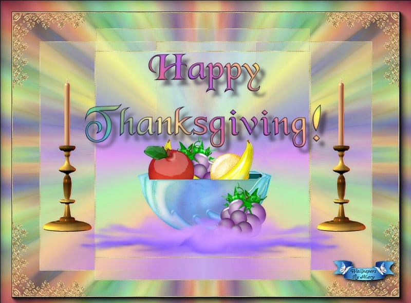 Thanksgiving Greetings, fruit, autumn, holidays, thanksgiving, candles, HD wallpaper