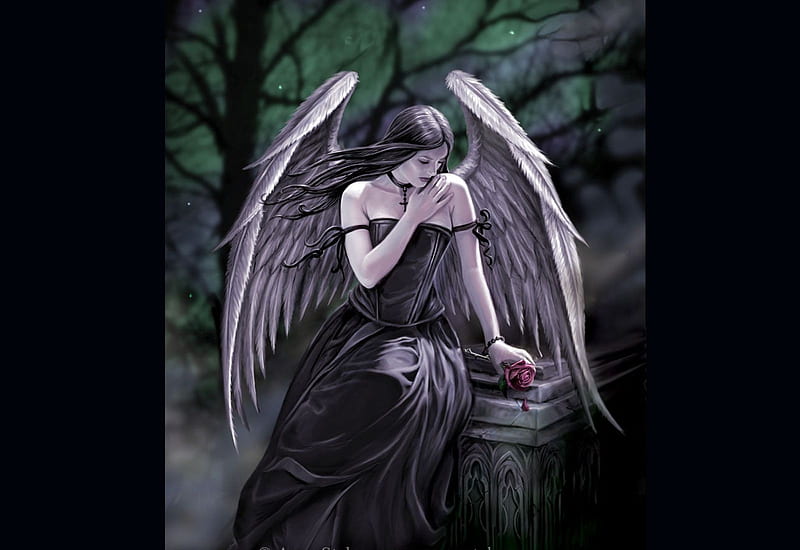 Lost soul, girl, dark, angel, art, wings, digital, HD wallpaper