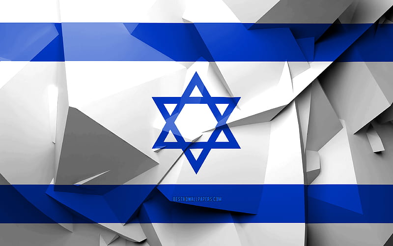 Flag of Israel, geometric art, Asian countries, Israeli flag, creative, Israel, Asia, Israel 3D flag, national symbols, HD wallpaper