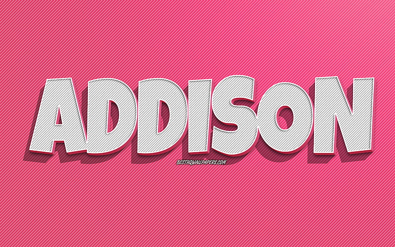 Addison, pink lines background, with names, Addison name, female names, Addison greeting card, line art, with Addison name, HD wallpaper