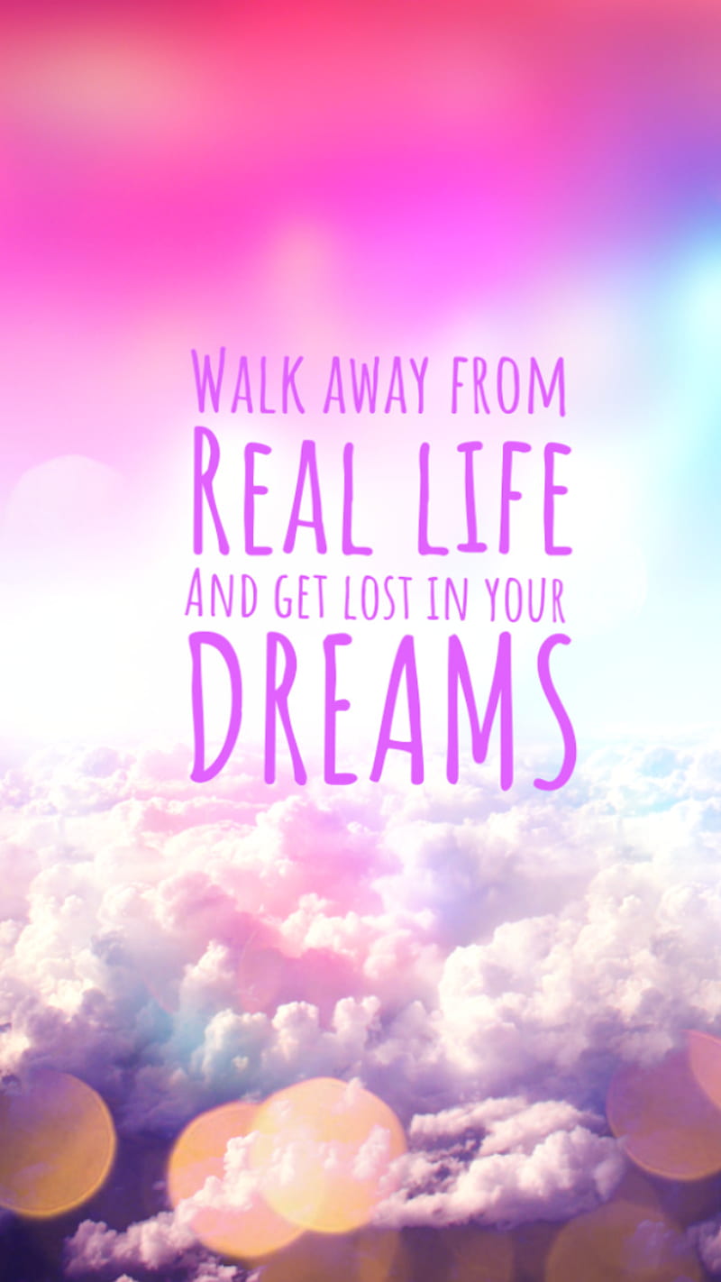 Get Lost in Dreams, lost in dreams, clouds, pink, blue, purple, golden, sparkle, girly, pastel, HD phone wallpaper