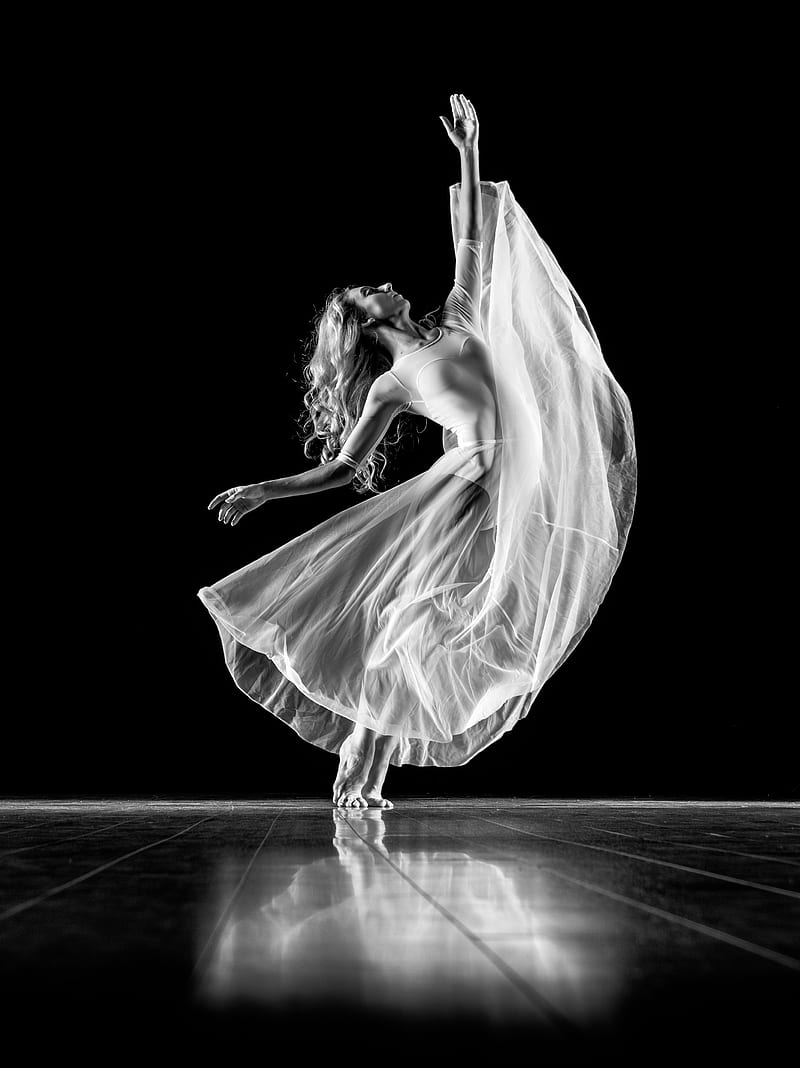 grayscale graphy of woman doing ballet, HD phone wallpaper