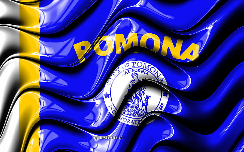 Pomona flag United States cities, California, 3D art, Flag of Pomona, USA, City of Pomona, american cities, Pomona 3D flag, US cities, Pomona, HD wallpaper