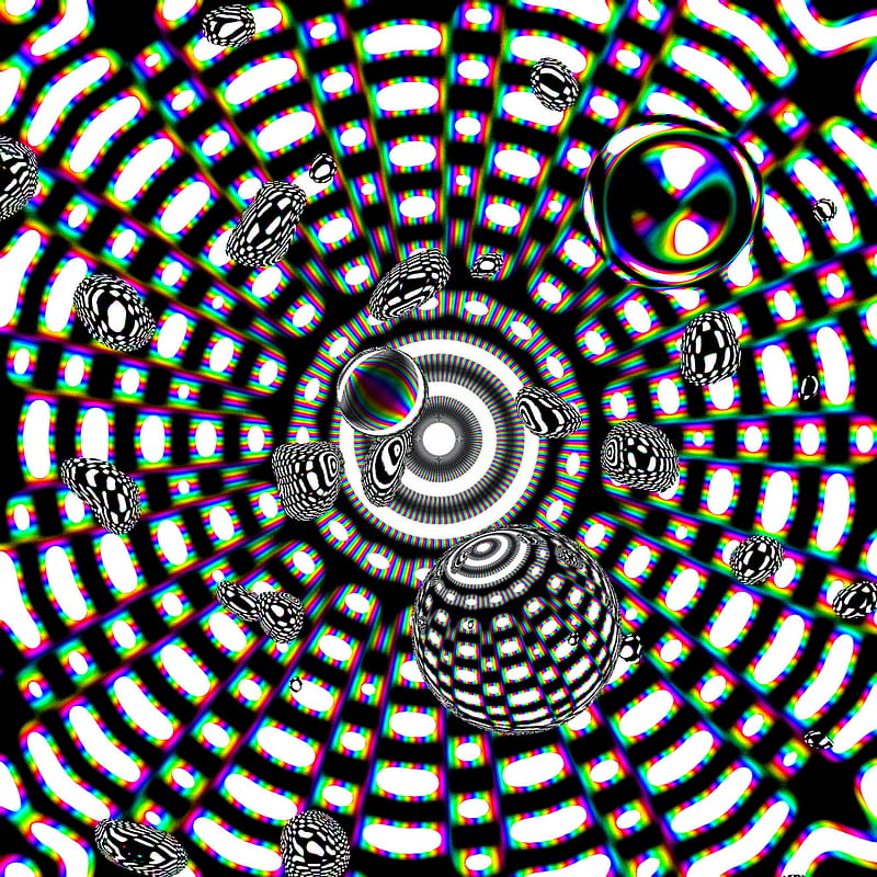 trippy hole, black, bright, circle, dimension, logo, space, white, HD phone wallpaper