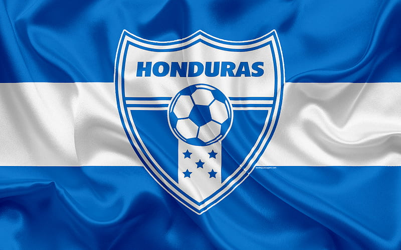 Honduras national football team, logo, emblem, flag Honduras, football federation, World Championship, football, silk texture, HD wallpaper