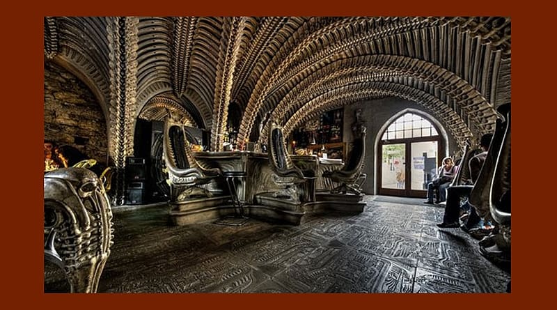 Giger Bar and H R Giger Museum, wood flooring, arch ways, chairs, Artist for all the ALIEN movies, HD wallpaper