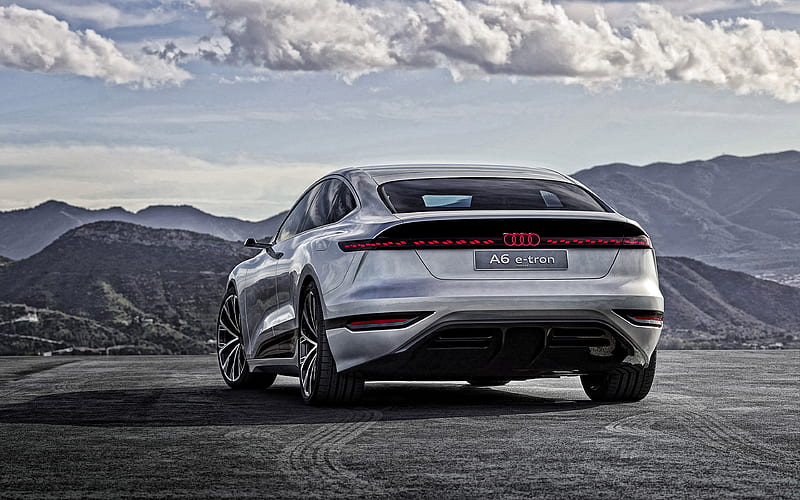 Audi A6 E-Tron Concept, 2021 rear view, exterior, luxury electric car, new silver A6 E-Tron, german cars, Audi, HD wallpaper