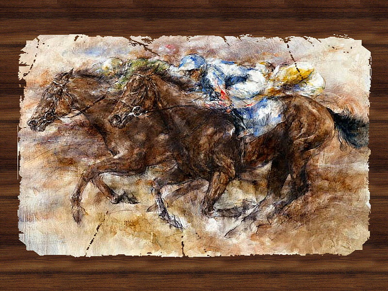 Horse Race Day F2, art, race, jockey, racing, equine, horse, equestrian, sport, painting, benfield, bay, HD wallpaper