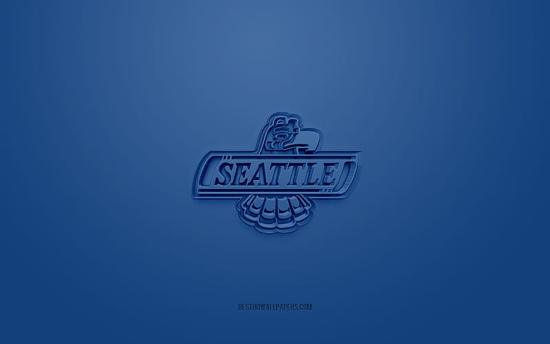 Seattle Thunderbirds, American ice hockey team, WHL, blue logo, blue carbon  fiber background, HD wallpaper