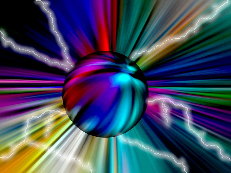 Electric Globe, globe, ball, lightning, shinny, colors, electric, reflrctive, HD wallpaper