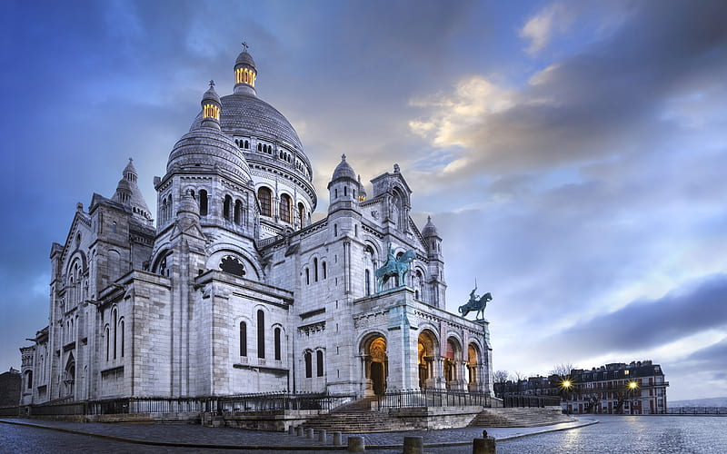 Basilica of the Sacred Heart of Paris, Sacre-Coeur Basilica, Roman Catholic church, Paris, France, landmarks, HD wallpaper