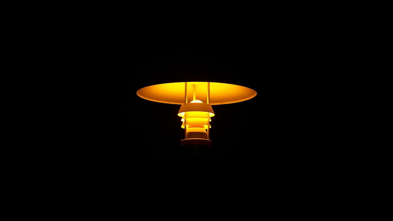 Yellow Light Lamp In Black Background Black, HD wallpaper