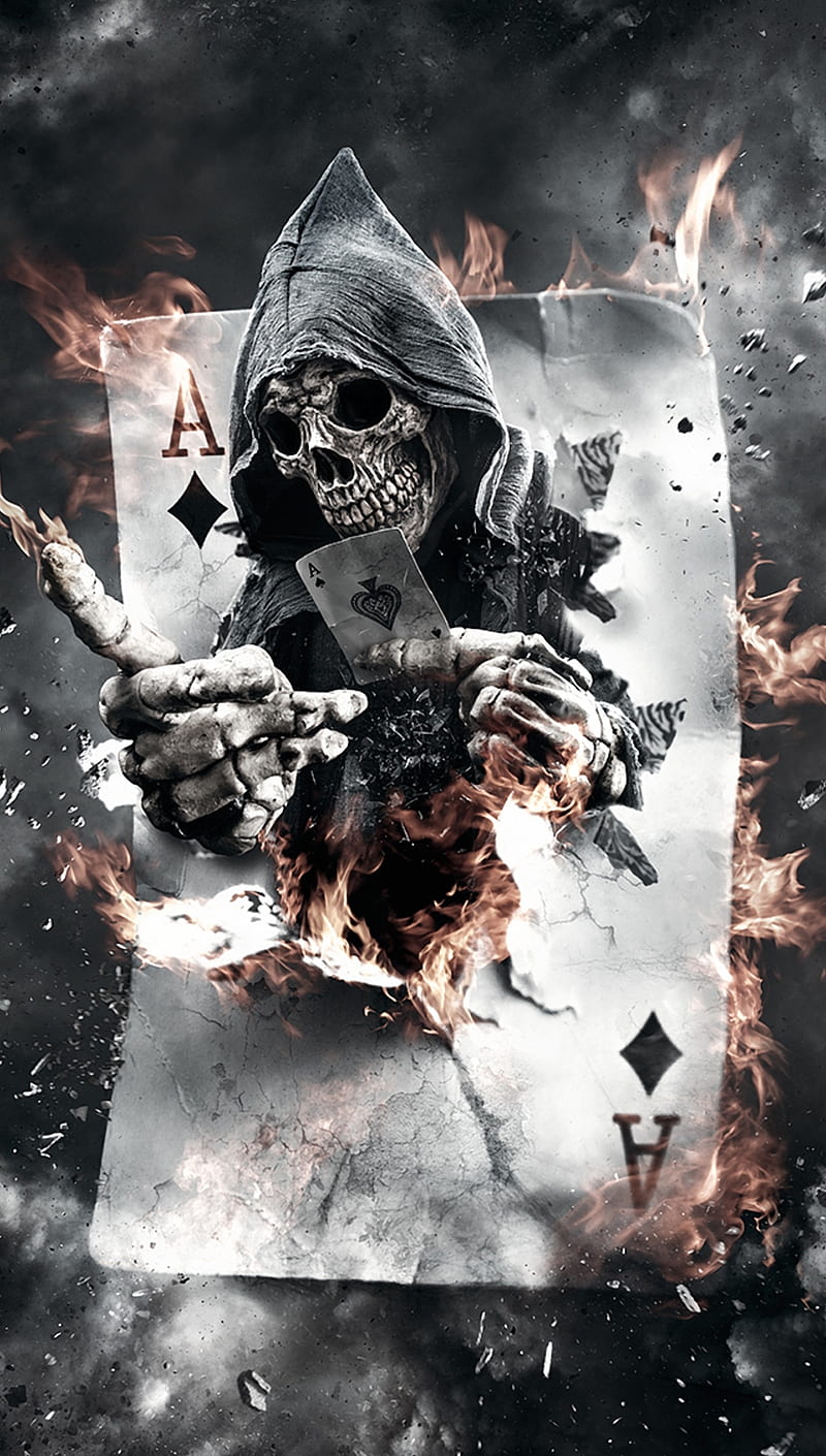 Ace, skulls, card, HD phone wallpaper