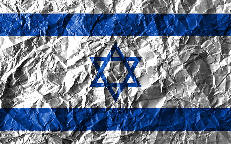 Israeli flag crumpled paper, Asian countries, creative, Flag of Israel, national symbols, Asia, Israel 3D flag, Israel, HD wallpaper