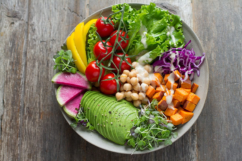 bowl of vegetable salads, HD wallpaper