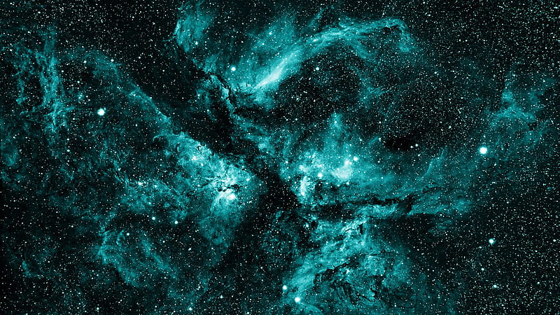 Stars Around Patches Of Green Clouds Space, HD wallpaper