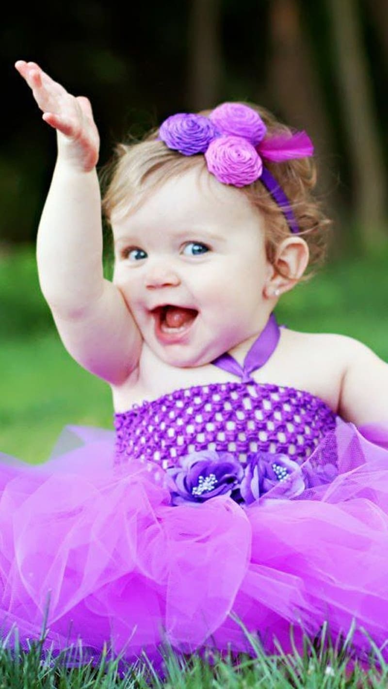 Cute Baby Live, Purple Frock, baby girl, HD phone wallpaper