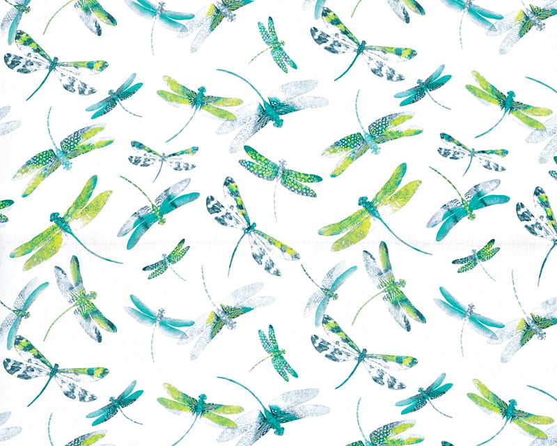 Dragonflies dance, pattern, matthewwilliamson, green, texture, summer, dragonfly, insect, paper, white, blue, HD wallpaper