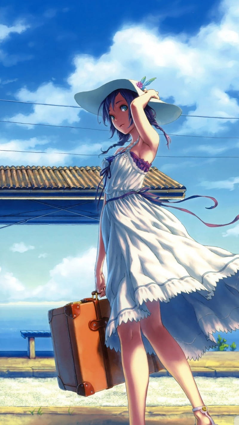 Wallpaper anime girl, travel, original desktop wallpaper, hd image,  picture, background, fff7a4 | wallpapersmug