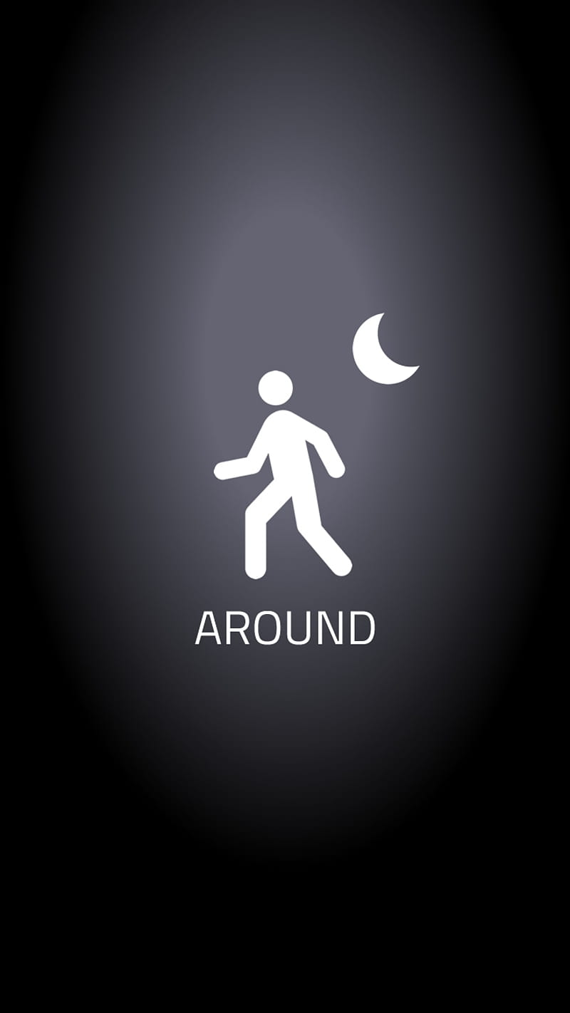 AROUND NIGHT, black, dashboard, foot, icon, moon, nav, walk, HD phone wallpaper