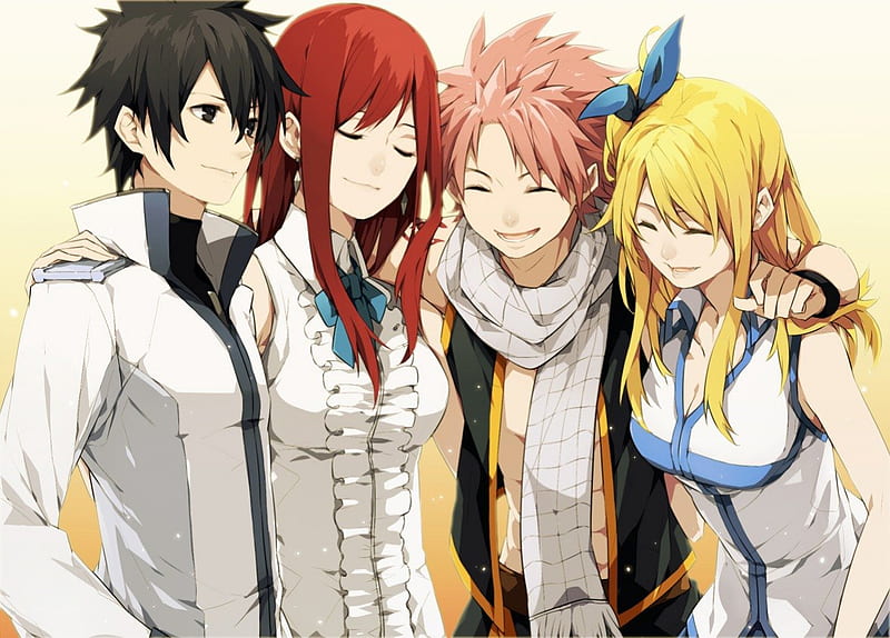 The Best Friends!, lucy hearthphilia, natsu dragneel, anime, erza scarlet, gray fullbuster, tail fairy tail, fairy, HD wallpaper